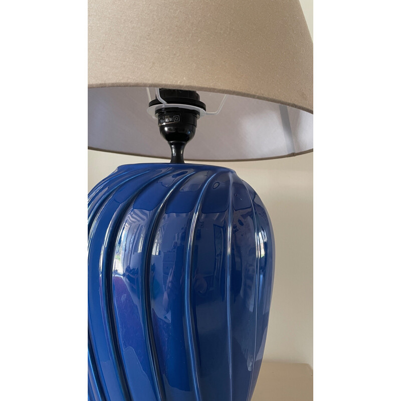 Lampe vintage bleu en céramique, 1980