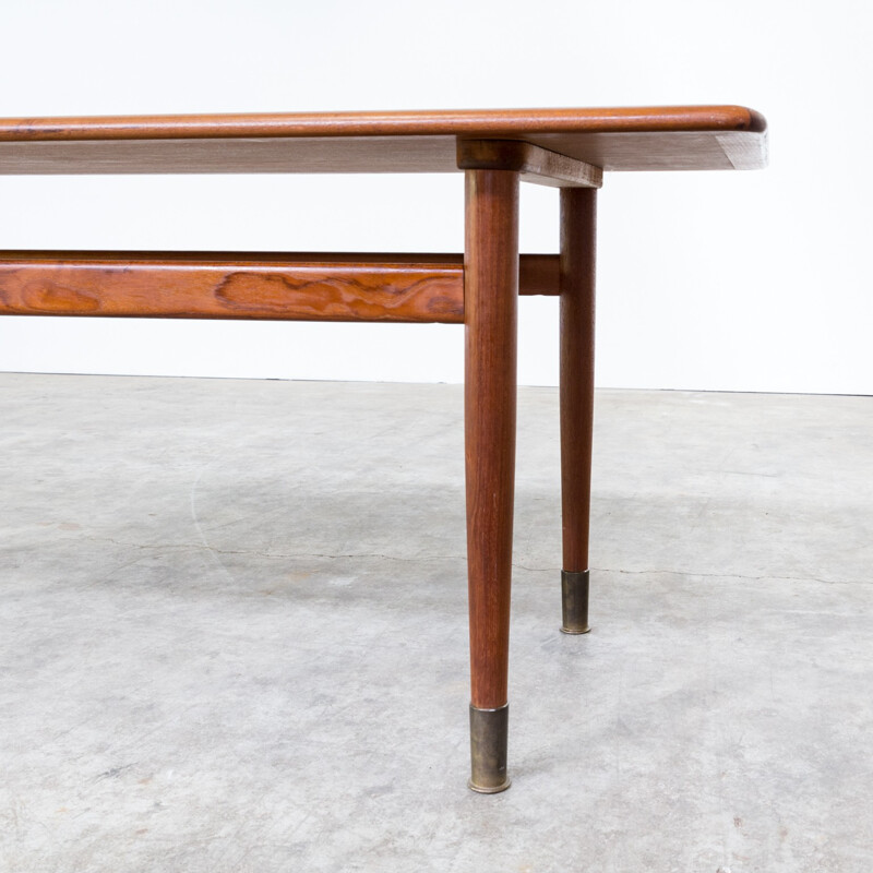 Teak coffee table with brass feet - 1960s