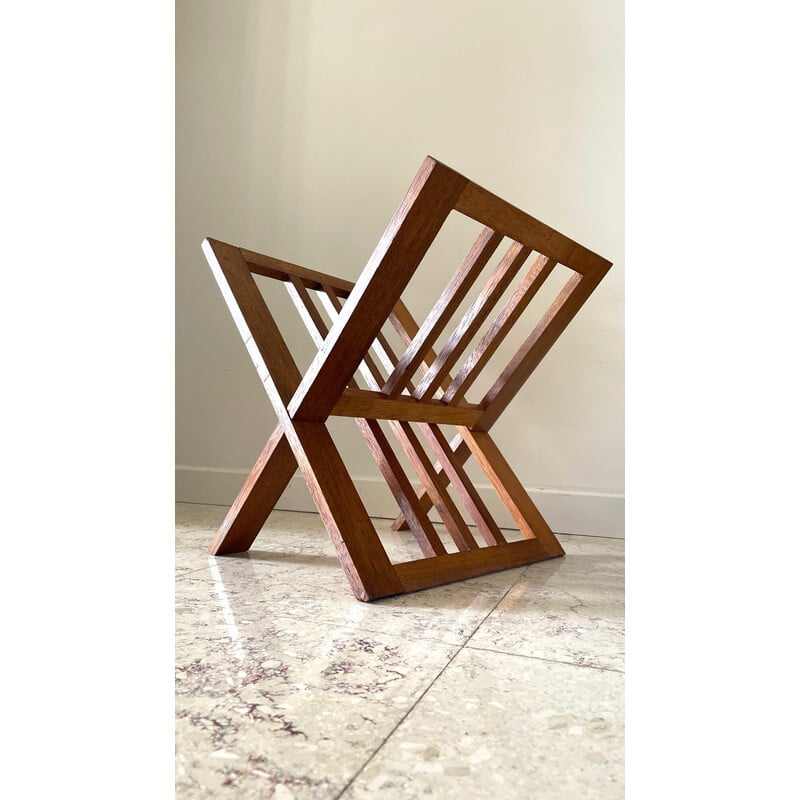 Vintage solid wood magazine rack