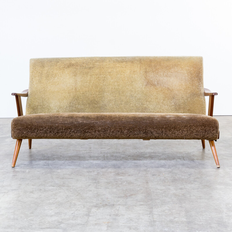 Mid century 3 seater brown sofa - 1960s
