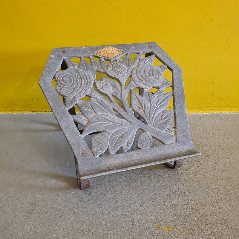 Vintage Art Nouveau bookcase in aluminum and iron, France 1930