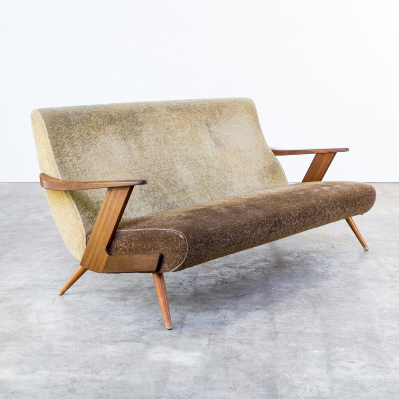 Mid century 3 seater brown sofa - 1960s