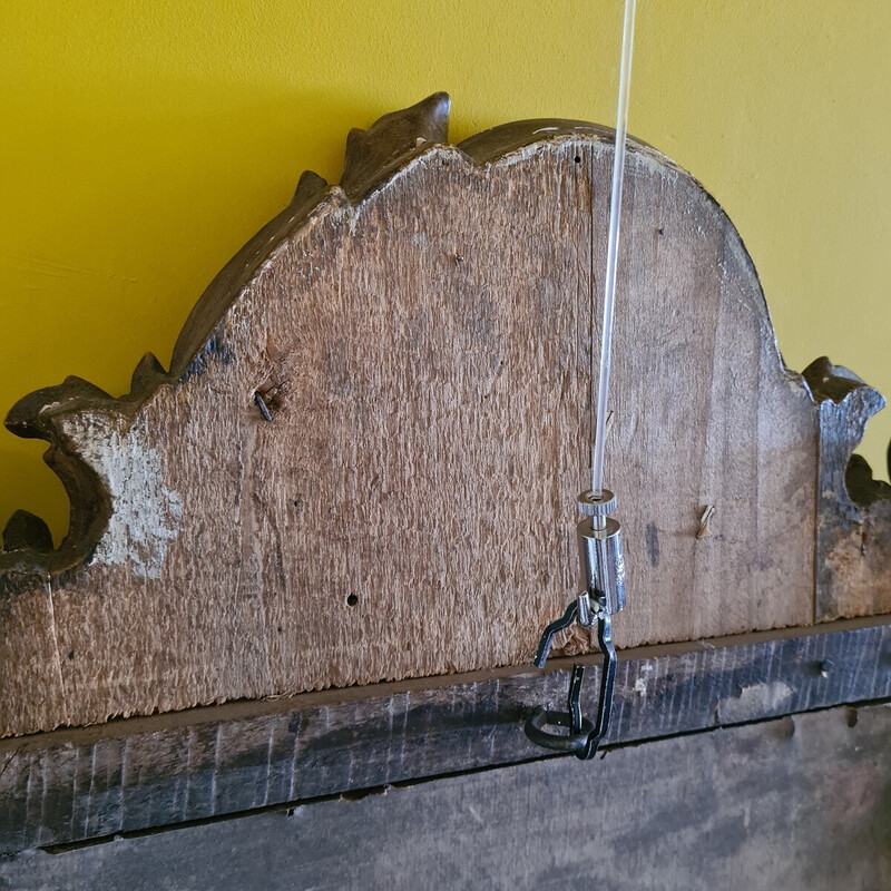 Vintage wooden mirror painted in red and gold, France