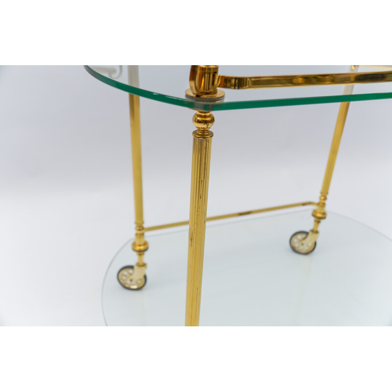 Vintage serving bar cart in brass and glass, Italy 1960