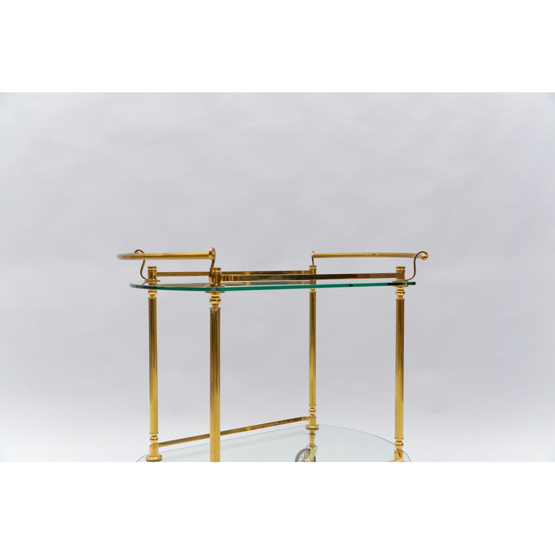 Vintage serving bar cart in brass and glass, Italy 1960