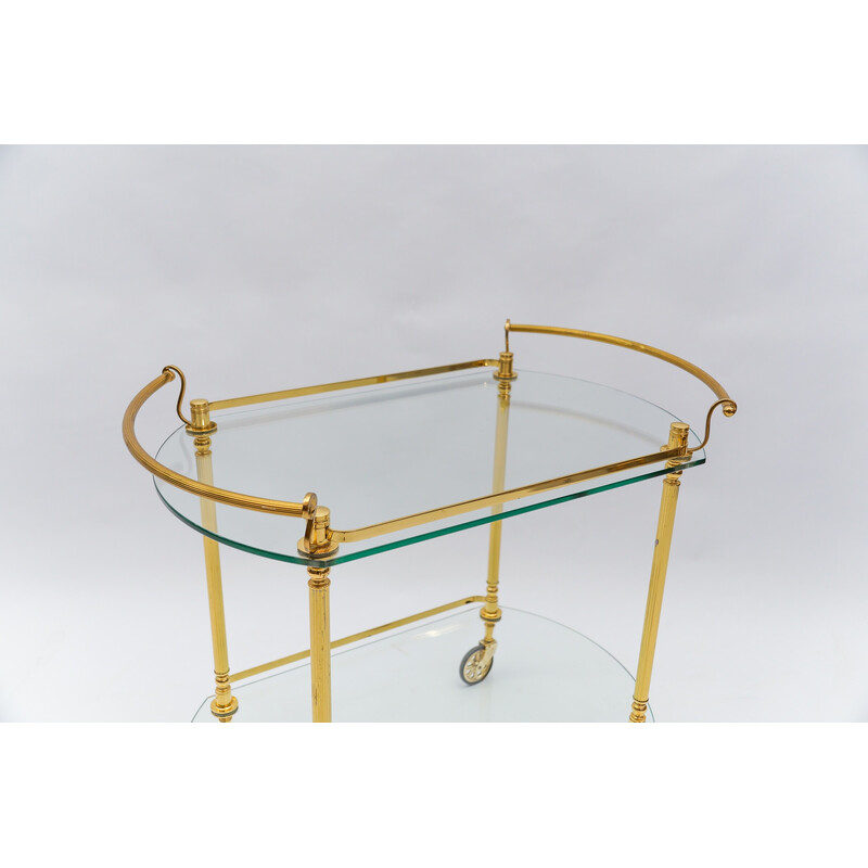 Vintage serving bar cart in brass and glass, Italy 1960