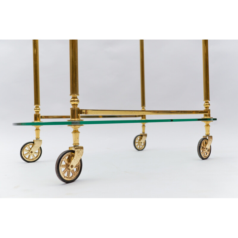 Vintage serving bar cart in brass and glass, Italy 1960