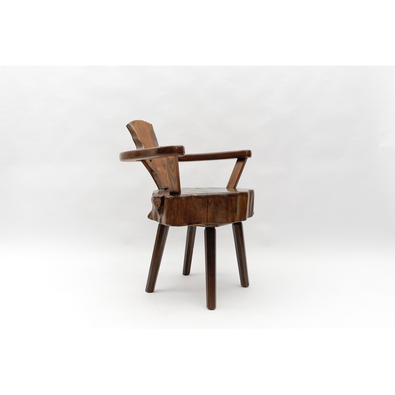 Juego de 4 sillones modernos vintage de madera, Francia 1960
