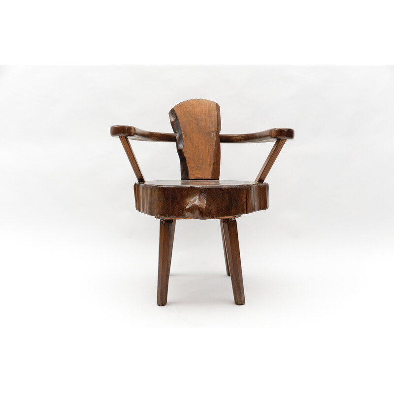 Juego de 4 sillones vintage de madera, Francia 1960