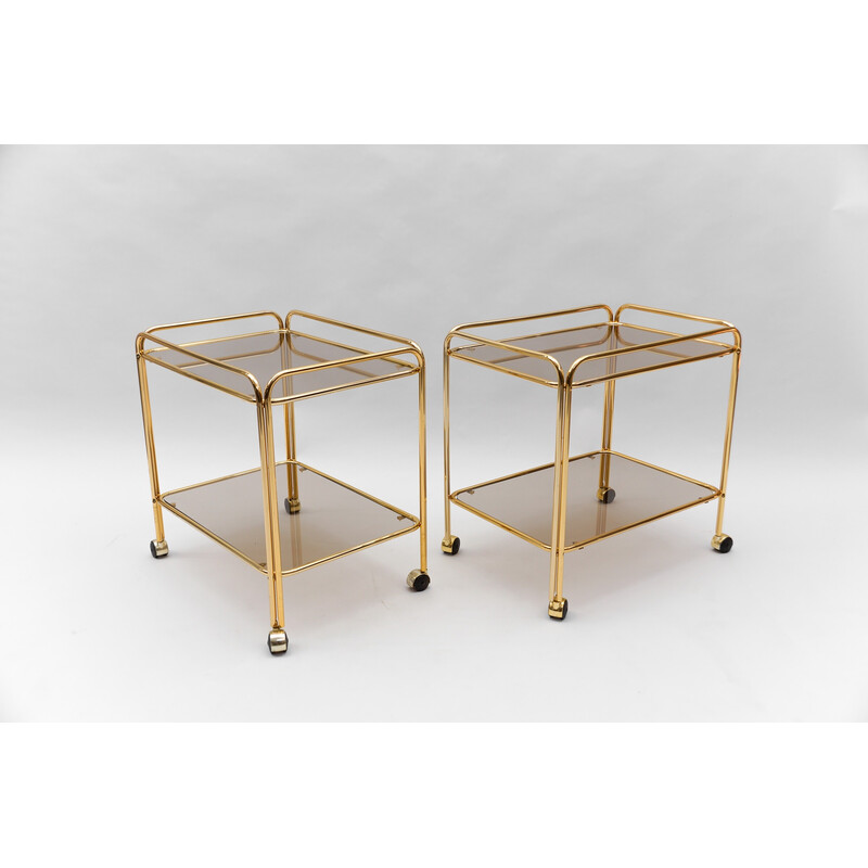 Vintage brass bar carts, France 1960