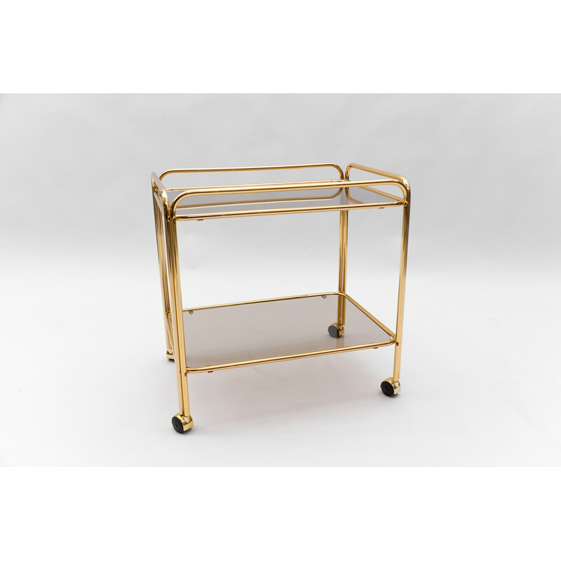 Vintage brass bar carts, France 1960