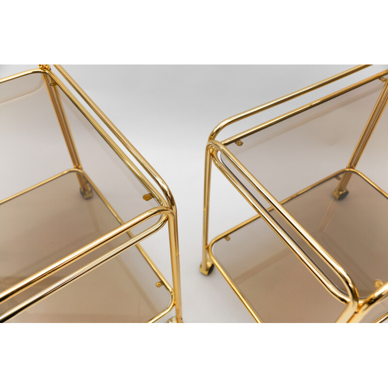 Vintage brass bar carts, France 1960