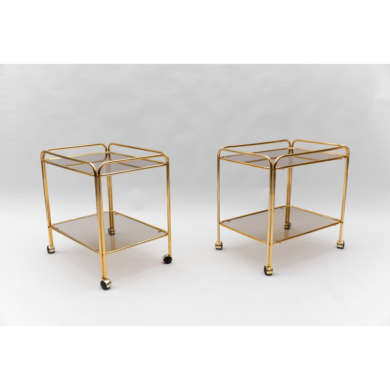 Vintage brass bar carts, France 1960