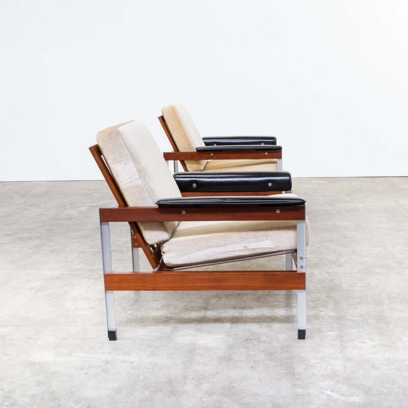 Pair of mid century leatherette and aluminium armchairs - 1960
