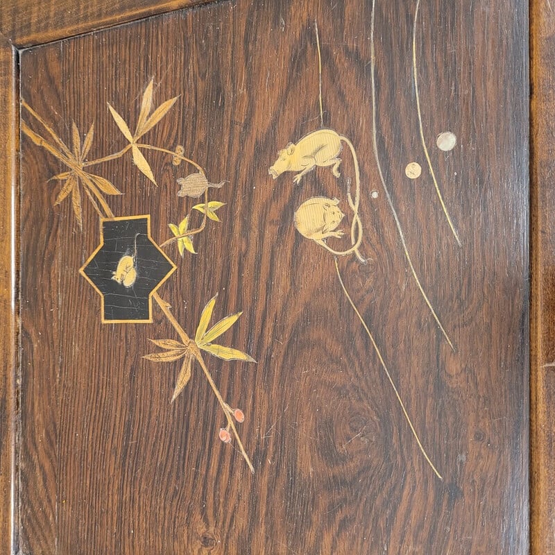 Vintage Art Nouveau nesttafels van hout en messing