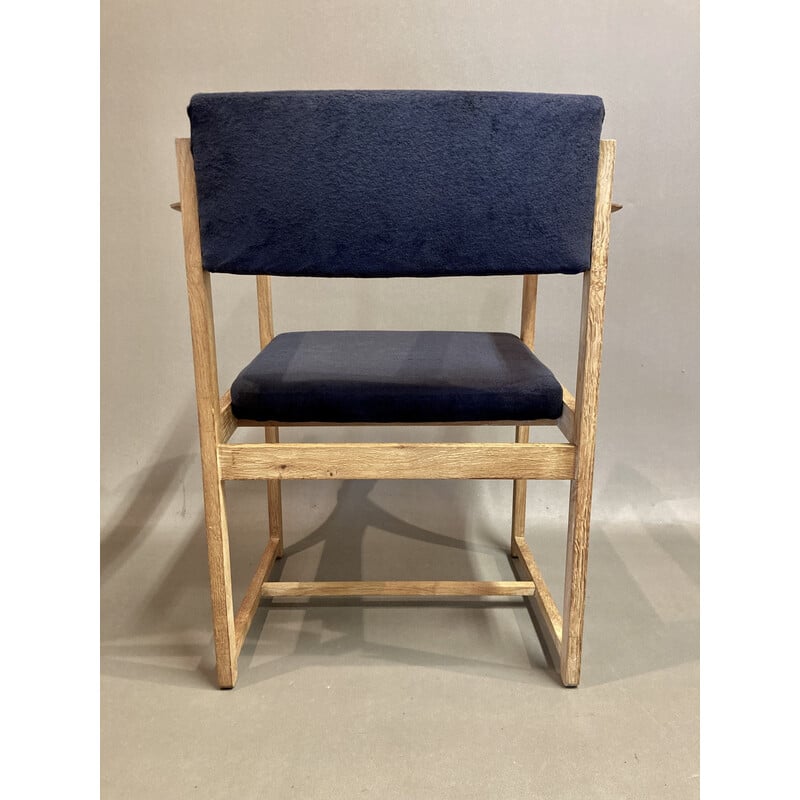 Vintage-Sessel aus dunkelblau gekälkter Eiche, 1960