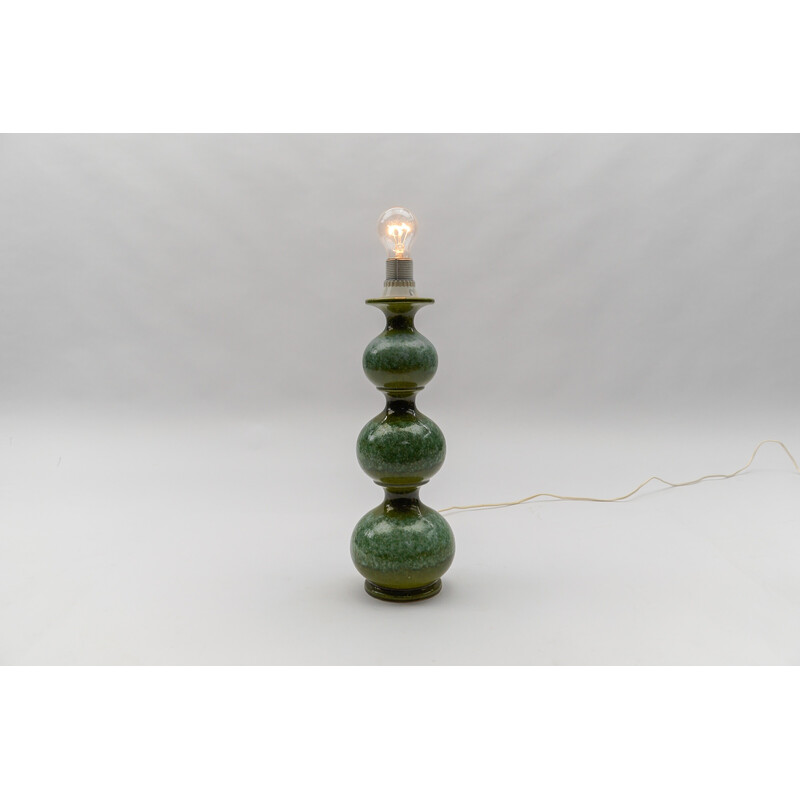 Vintage green ceramic table lamp by Kaiser Leuchten, 1960