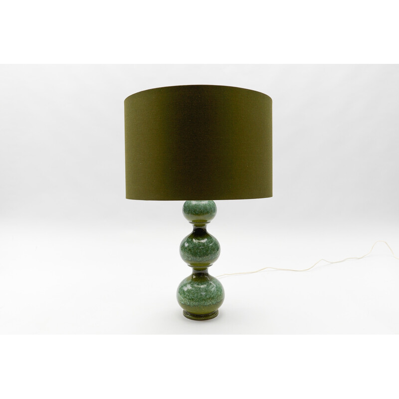 Vintage green ceramic table lamp by Kaiser Leuchten, 1960