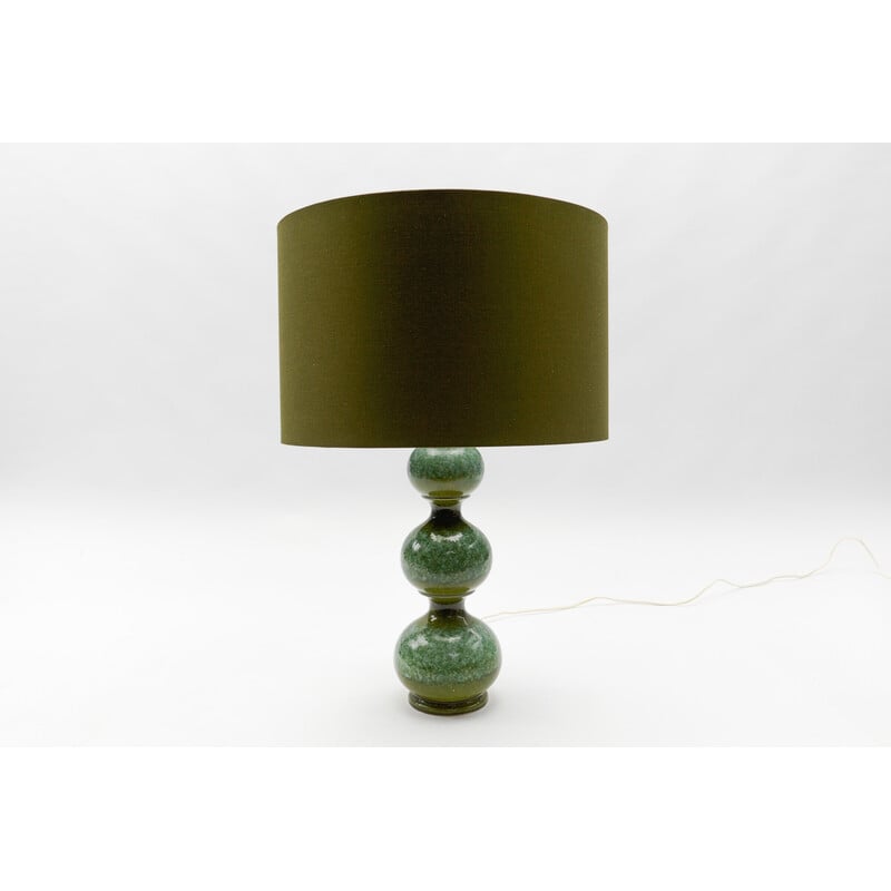 Vintage groene keramieken tafellamp van Kaiser Leuchten, 1960