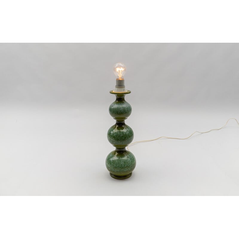 Vintage groene keramieken tafellamp van Kaiser Leuchten, 1960