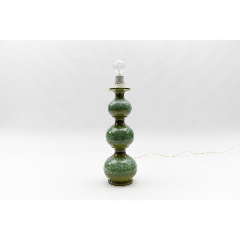 Vintage green ceramic table lamp by Kaiser Leuchten, 1960