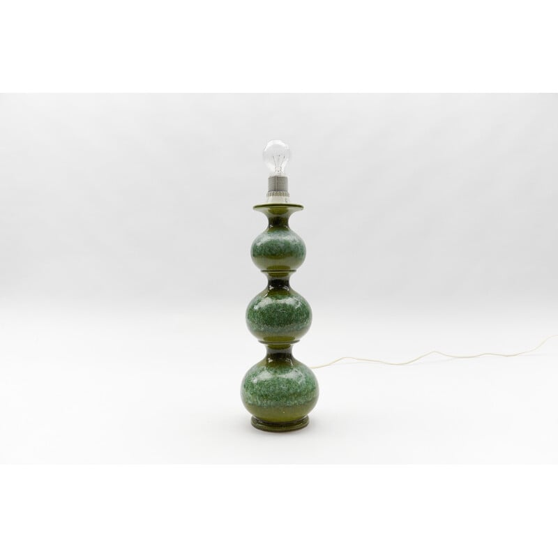 Vintage green ceramic table lamp by Kaiser Leuchten, 1960