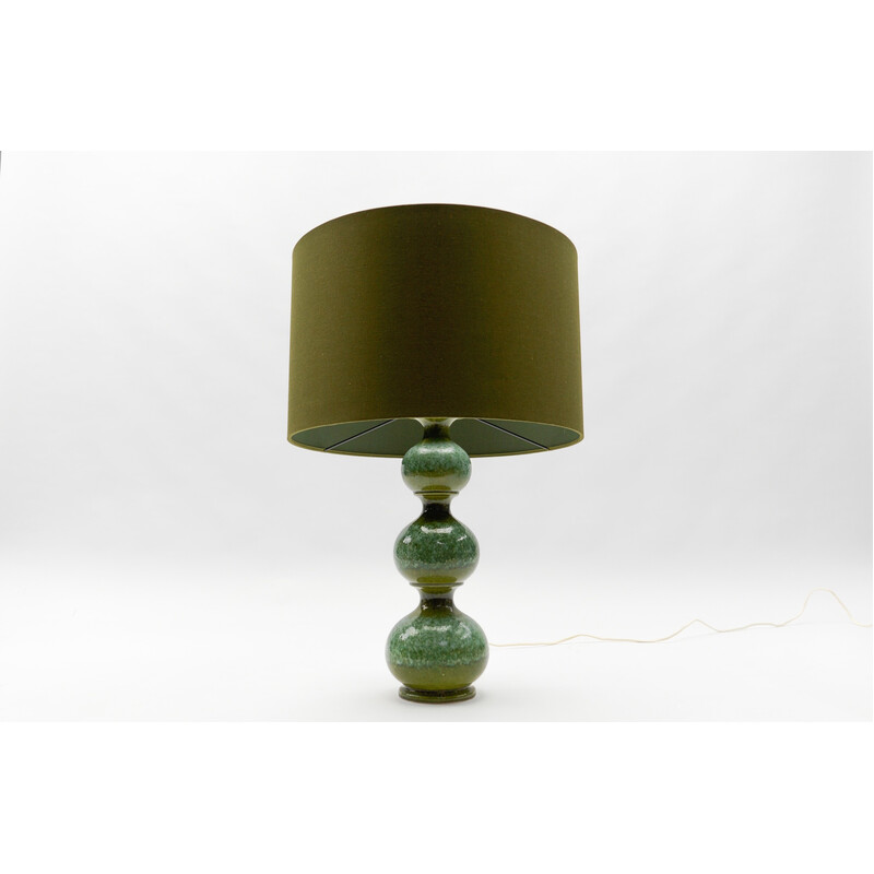 Lámpara de mesa vintage de cerámica verde de Kaiser Leuchten, 1960