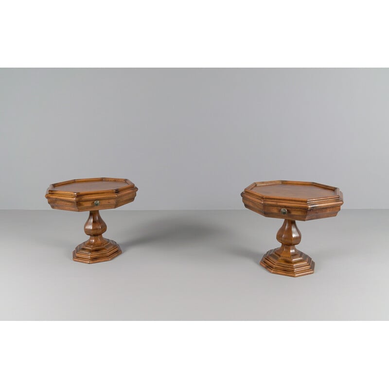 Pair of octagonal bedside tables, 1960