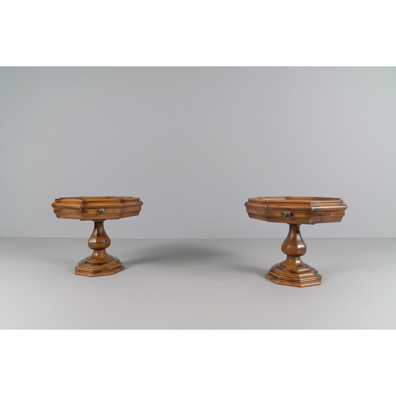 Pair of octagonal bedside tables, 1960