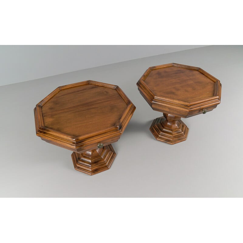 Pair of octagonal bedside tables, 1960