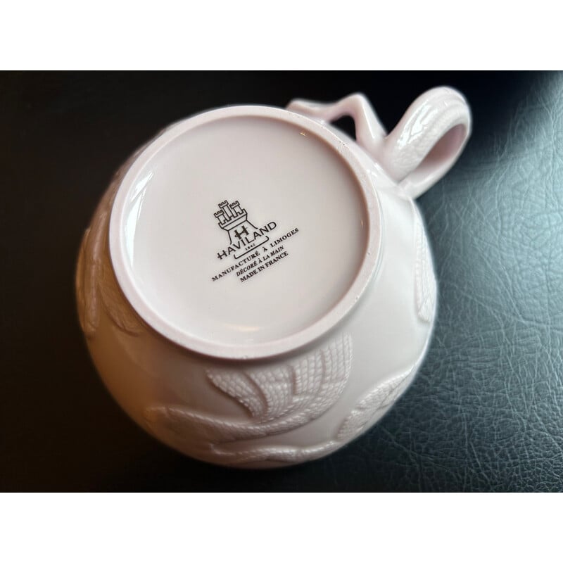 Pair of vintage pink Limoges porcelain tea cups for Haviland