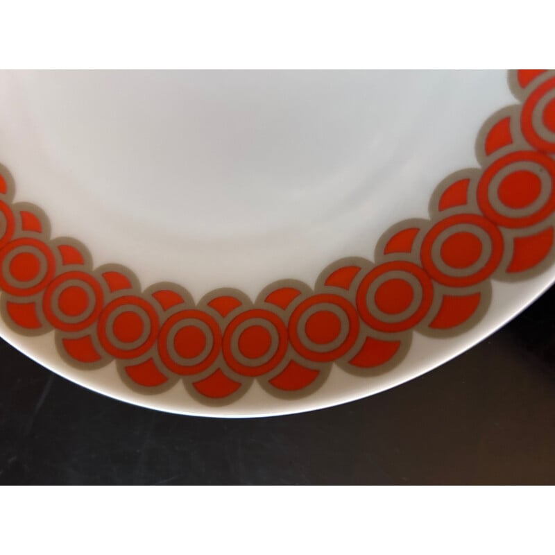 Lot de 11 assiettes vintage en porcelaine à décor orange, Allemagne 1970