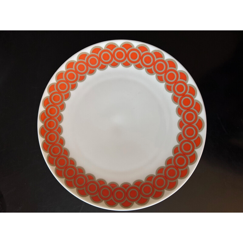 Set of 11 vintage porcelain plates with orange decoration, Germany 1970