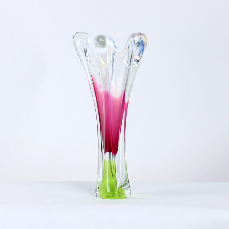 Vintage glass vase by Josef Hospodka for Chribska Glass, Czechoslovakia 1960