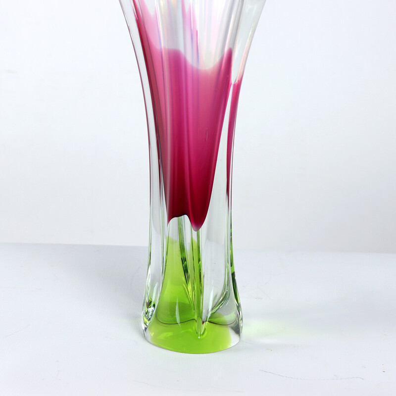 Vintage glass vase by Josef Hospodka for Chribska Glass, Czechoslovakia 1960