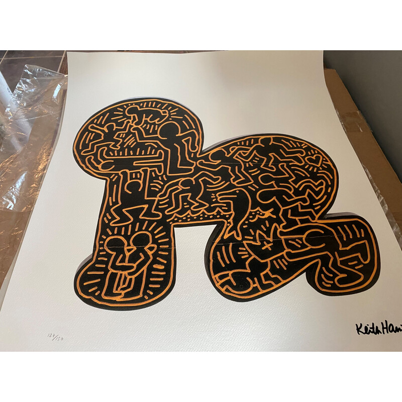 Vintage screenprint by Keith Haring for The Keith Haring Foundation Inc., 1990