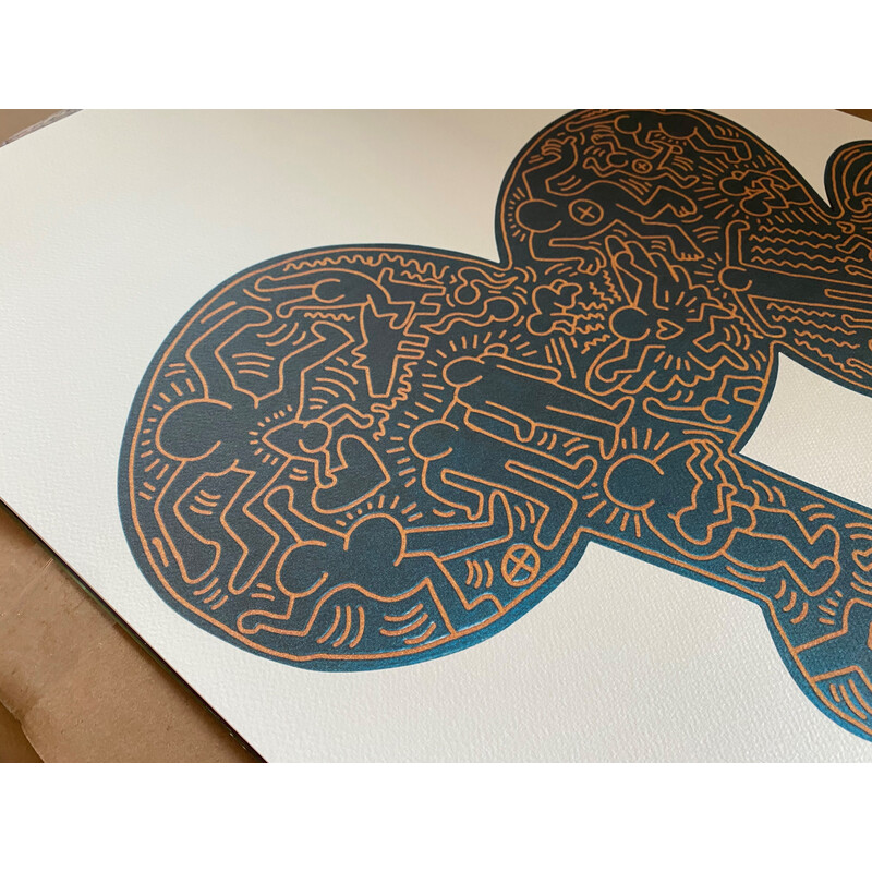 Sérigraphie vintage "Bleu bébé" de Keith Haring pour The Keith Haring Foundation Inc., 1990