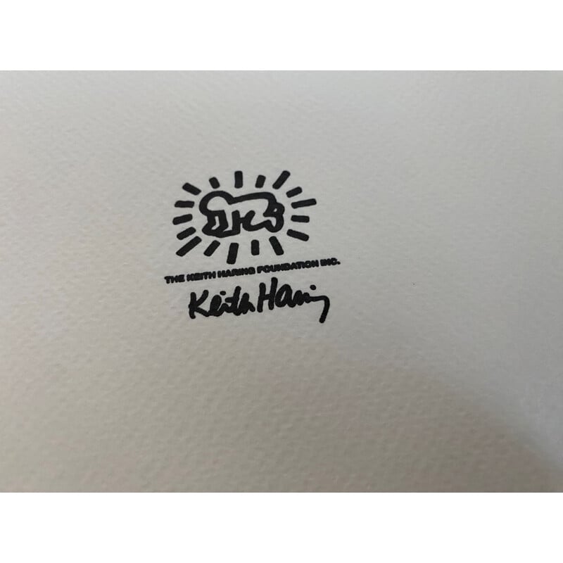 Sérigraphie vintage "Bleu bébé" de Keith Haring pour The Keith Haring Foundation Inc., 1990