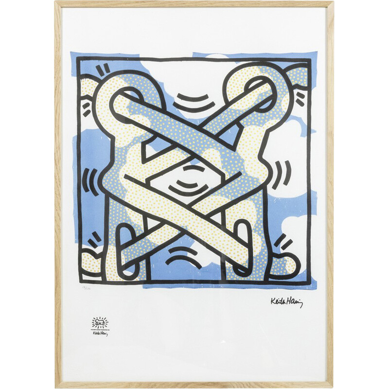 Vintage zeefdruk door Keith Haring, VS 1990