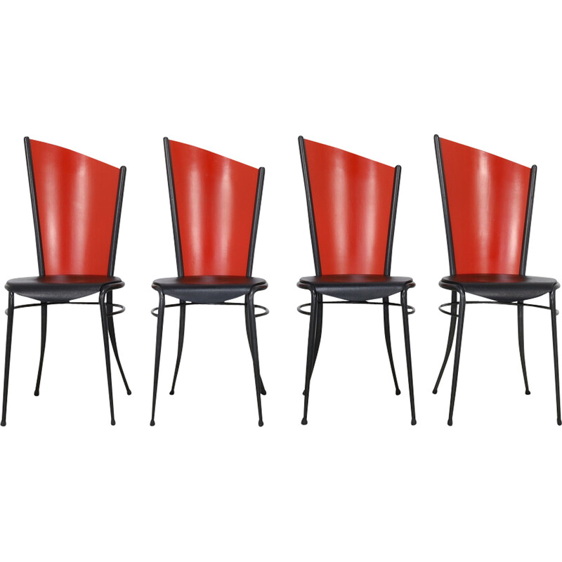 Set of 4 vintage dining chairs, 1980