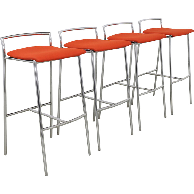 Lot de 4 tabourets de bar vintage en acier chromé pour Casala, 1990