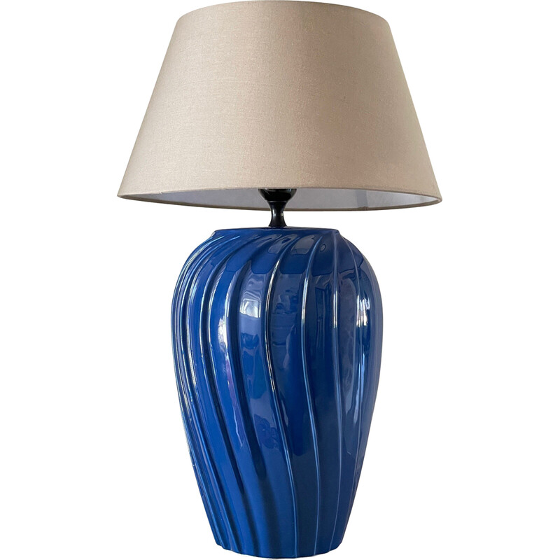 Lampe vintage bleu en céramique, 1980