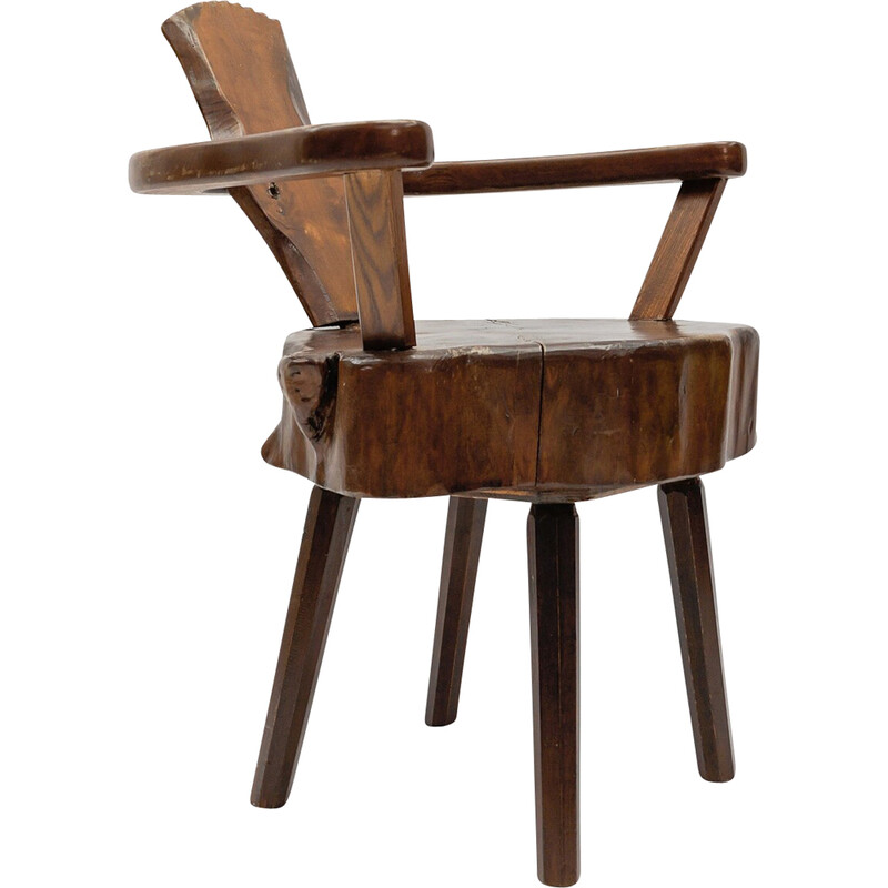 Lot de 4 fauteuils vintage moderne en bois, France 1960