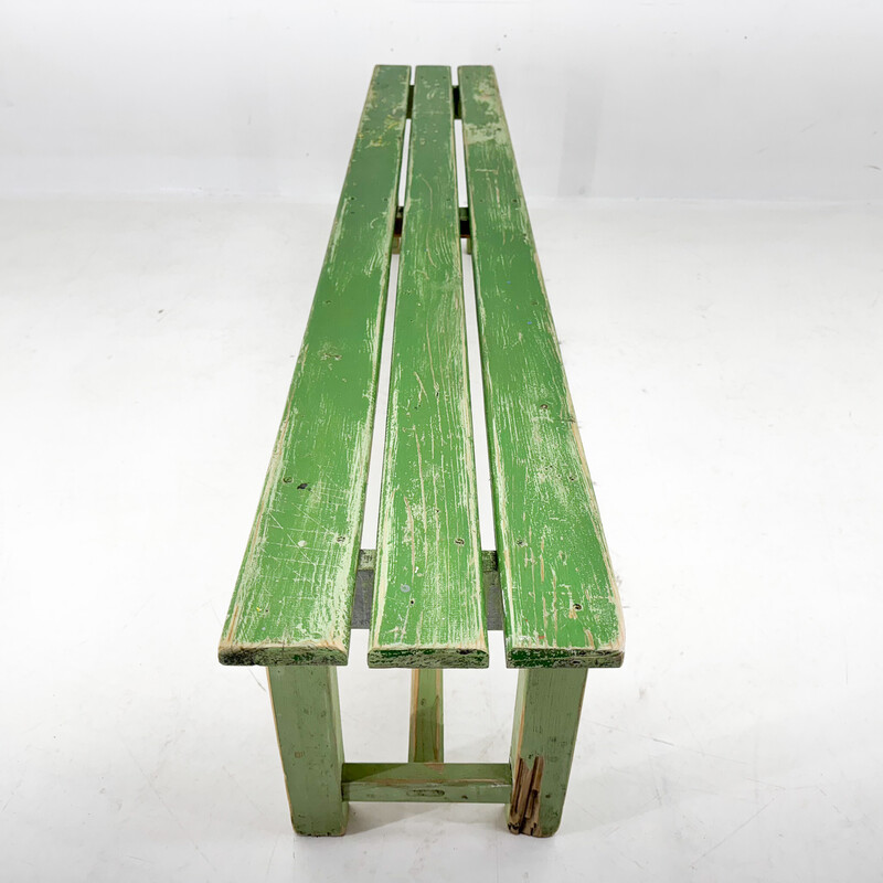 Vintage industrial wooden bench, Czechoslovakia 1950