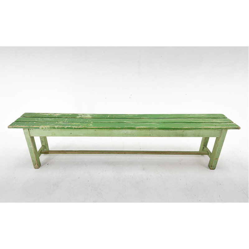 Vintage industrial wooden bench, Czechoslovakia 1950