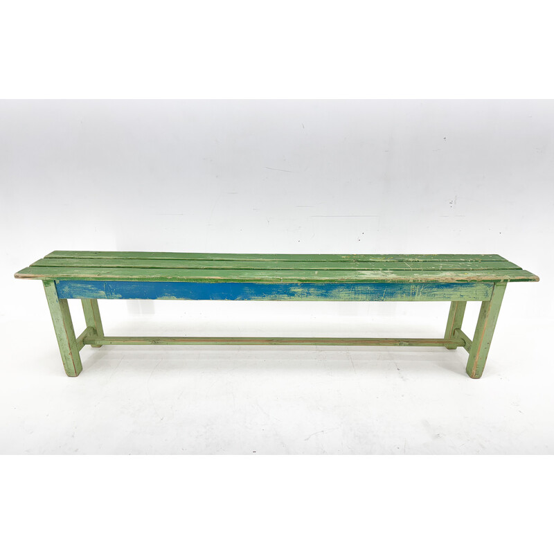 Vintage industrial wooden bench, Czechoslovakia 1950