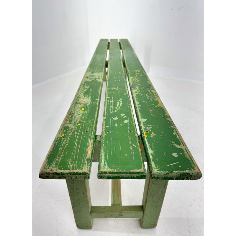 Vintage industrial wooden bench, Czechoslovakia 1950