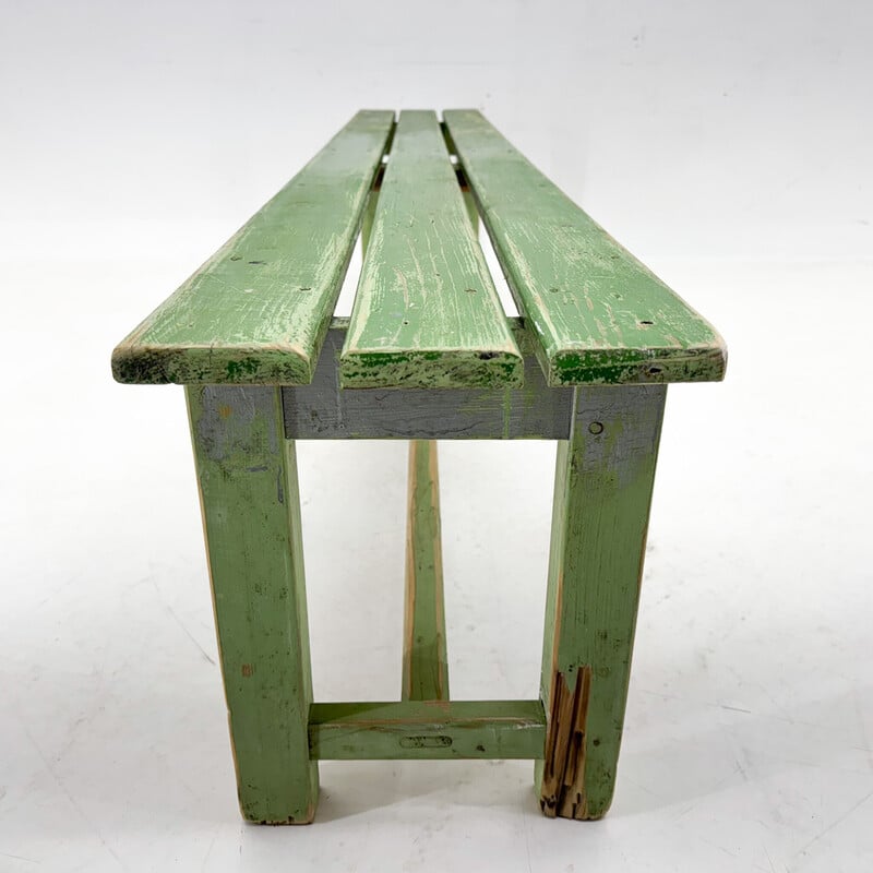 Vintage industrial wooden bench, Czechoslovakia 1950