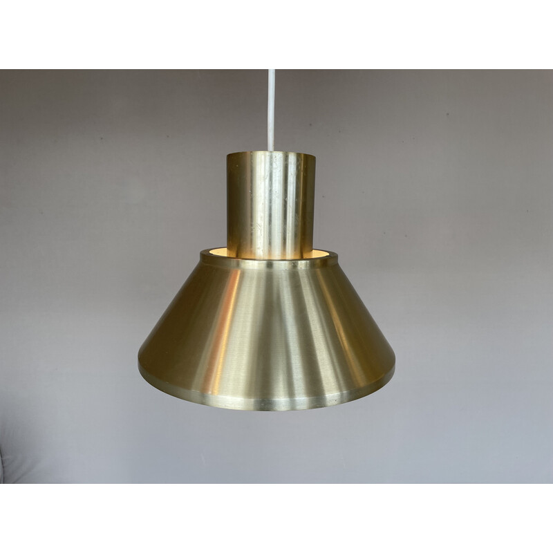 Pair of vintage aluminum metal pendant lamp by Jo Hammerborg for Fog and Morup, Denmark 1970