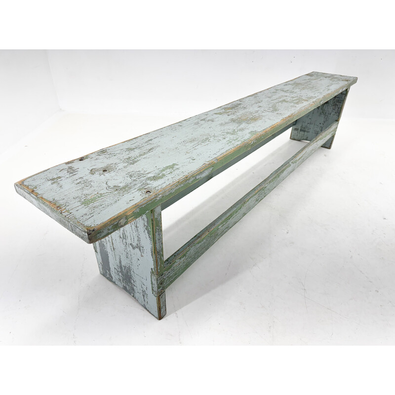 Vintage industrial wooden bench, Czechoslovakia 1950
